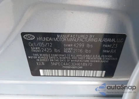 2013 Hyundai Sonata Limited из США, поврежденный, VIN 5NPEC4AC3DH618970